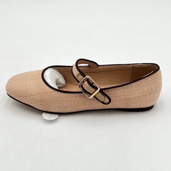 miss left Nude Comfort Buckle Strap Mary Janes Round Toe Ballet Flats - Picture 2 of 7